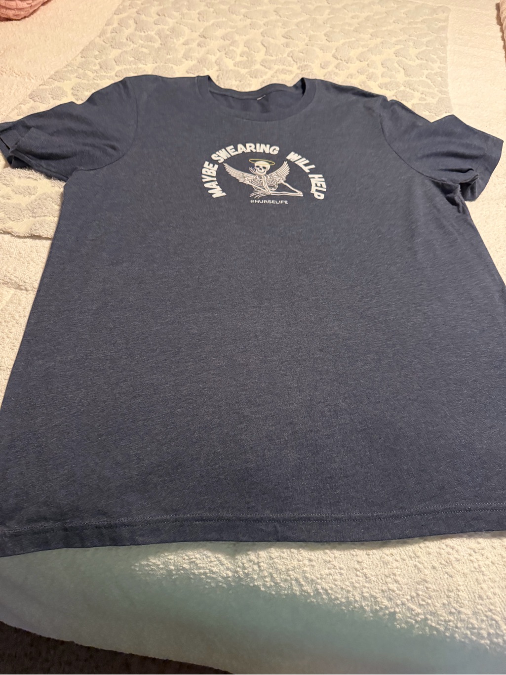 Maybe Swearing Will Help Graphic Crew Neck Tshirt  Navy